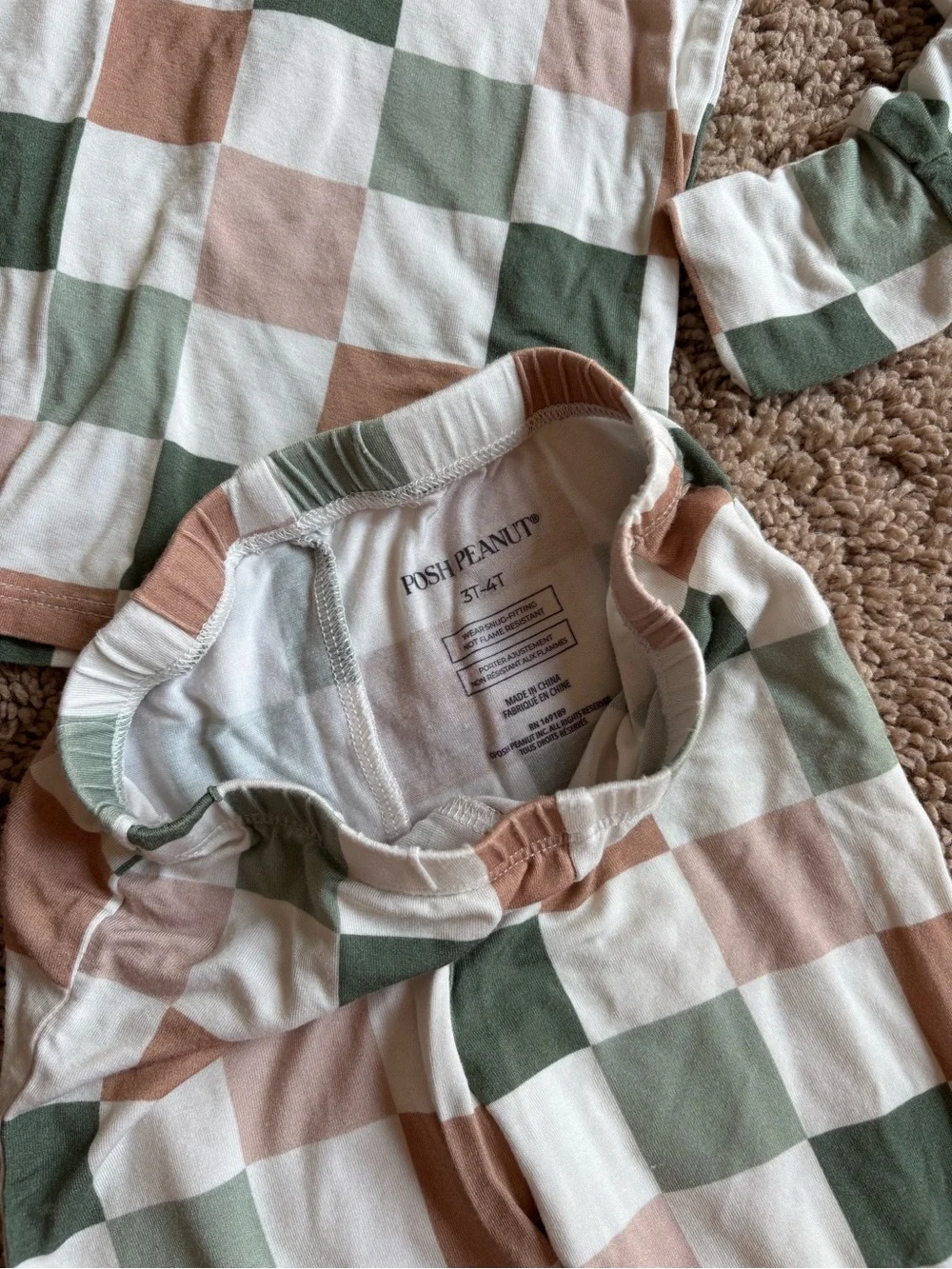 Posh Peanut Checkered Pajama Set: 3T-4T